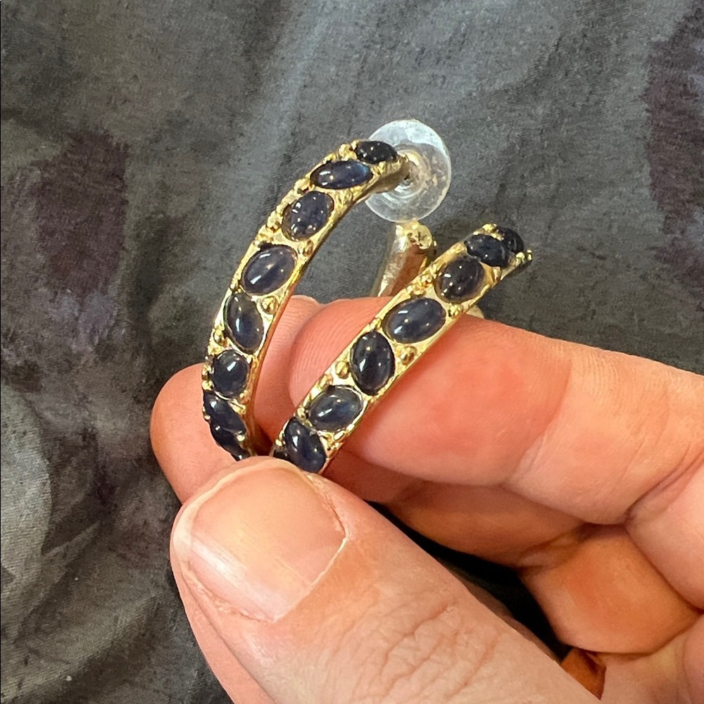 Kenneth Jay Lane Lapis Cabochon Hoop Earrings & Lapis Cabochon Dome Ring